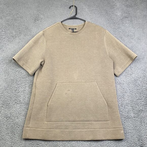 Helmut Lang Shirt Mens Medium Beige Oversized Short Sleeve Sweatshirt Pocket Tee - Picture 1 of 14